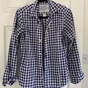 Frank & Eileen Cotton Navy Gingham shirt M